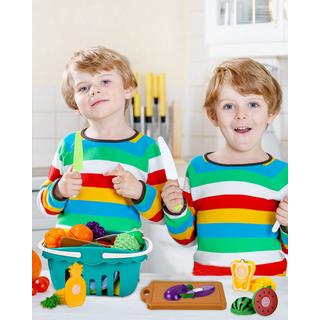 Activity-board  Accessoires de cuisine pour enfants, fruits en plastique à couper, fruits et légumes divers, assiettes, planches à découper 