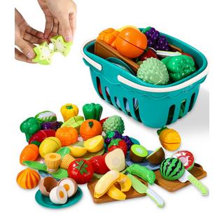 Activity-board  Accessoires de cuisine pour enfants, fruits en plastique à couper, fruits et légumes divers, assiettes, planches à découper 