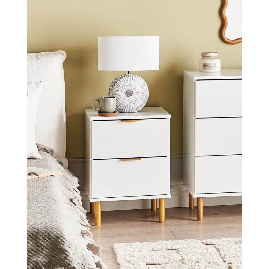 Beliani Table de nuit à 2 tiroirs en Panneau de particules de bois Minimaliste WALPOLE  