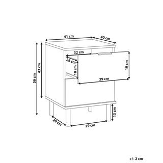 Beliani Table de nuit à 2 tiroirs en Panneau de particules de bois Rétro WALPOLE  