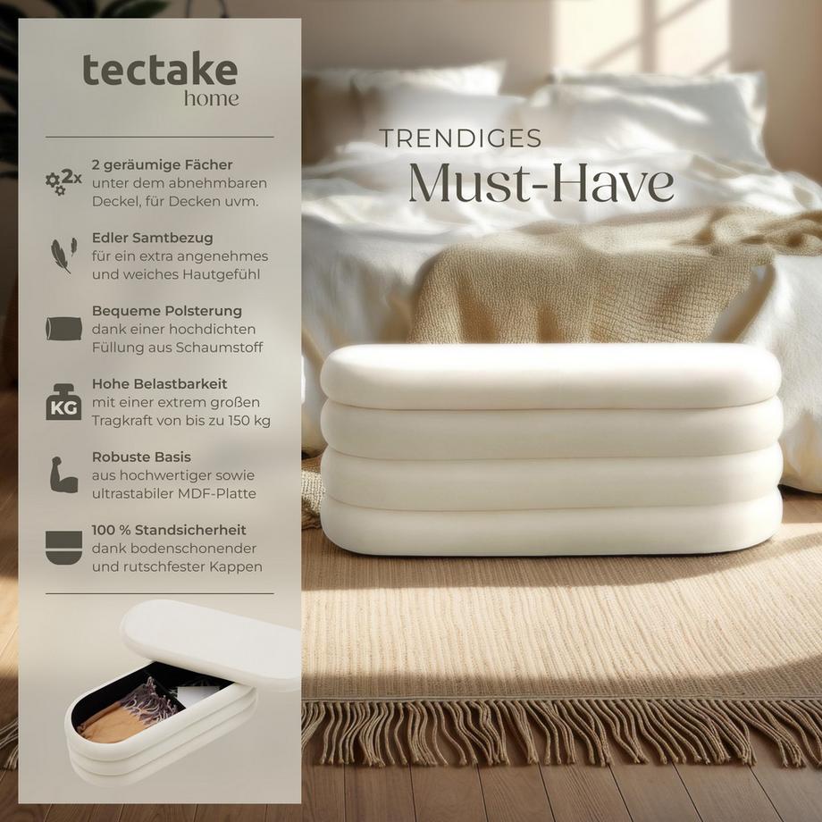 Tectake Banc rembourré ALTU 2 grands compartiments de rangement  