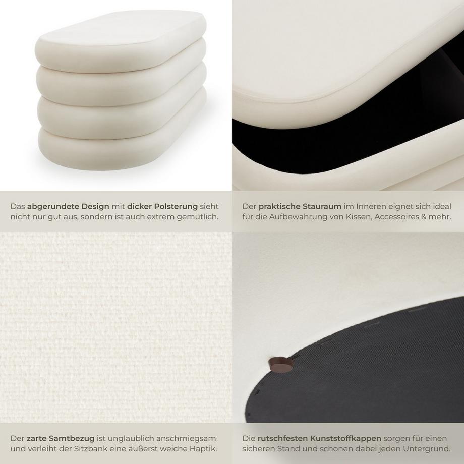 Tectake Banc rembourré ALTU 2 grands compartiments de rangement  