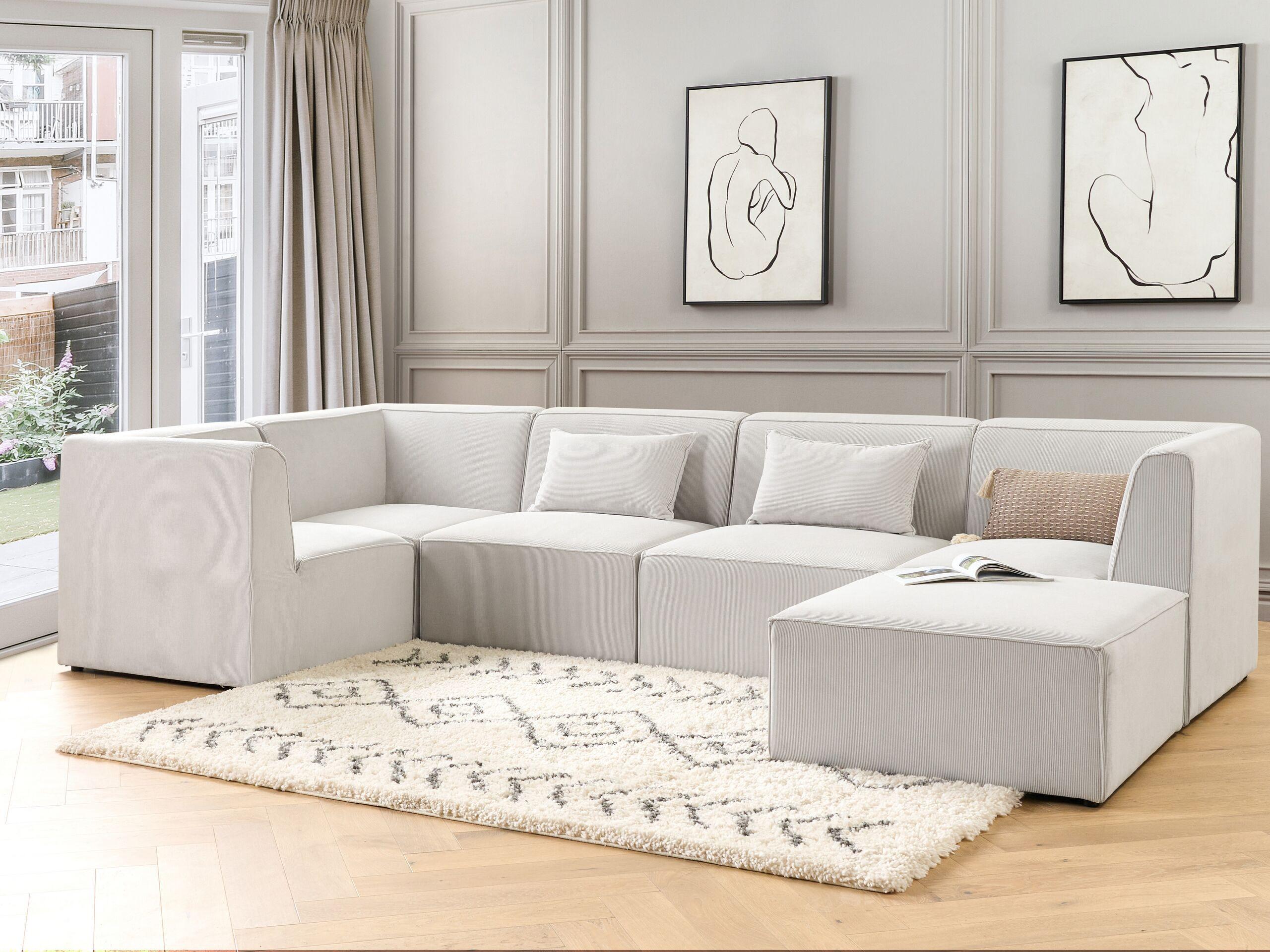 Beliani Sofa mit Ottomane aus Cord Modern LEMVIG  