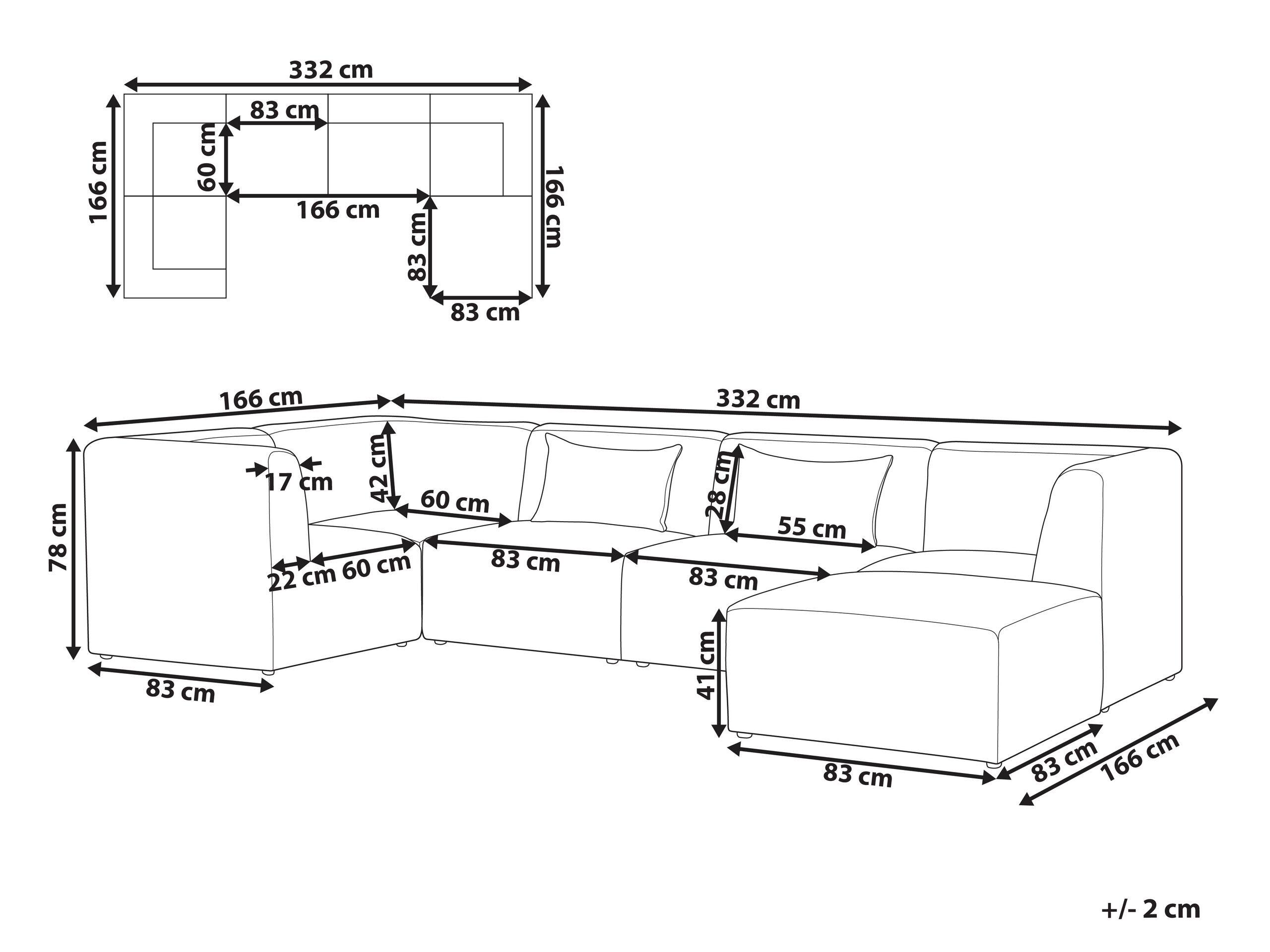 Beliani Sofa mit Ottomane aus Cord Modern LEMVIG  