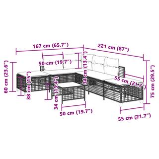 VidaXL set divano da giardino Polirattan  