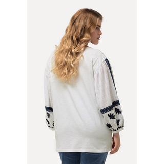 Ulla Popken  Blusa con ricami, scollo a tunica e maniche lunghe 