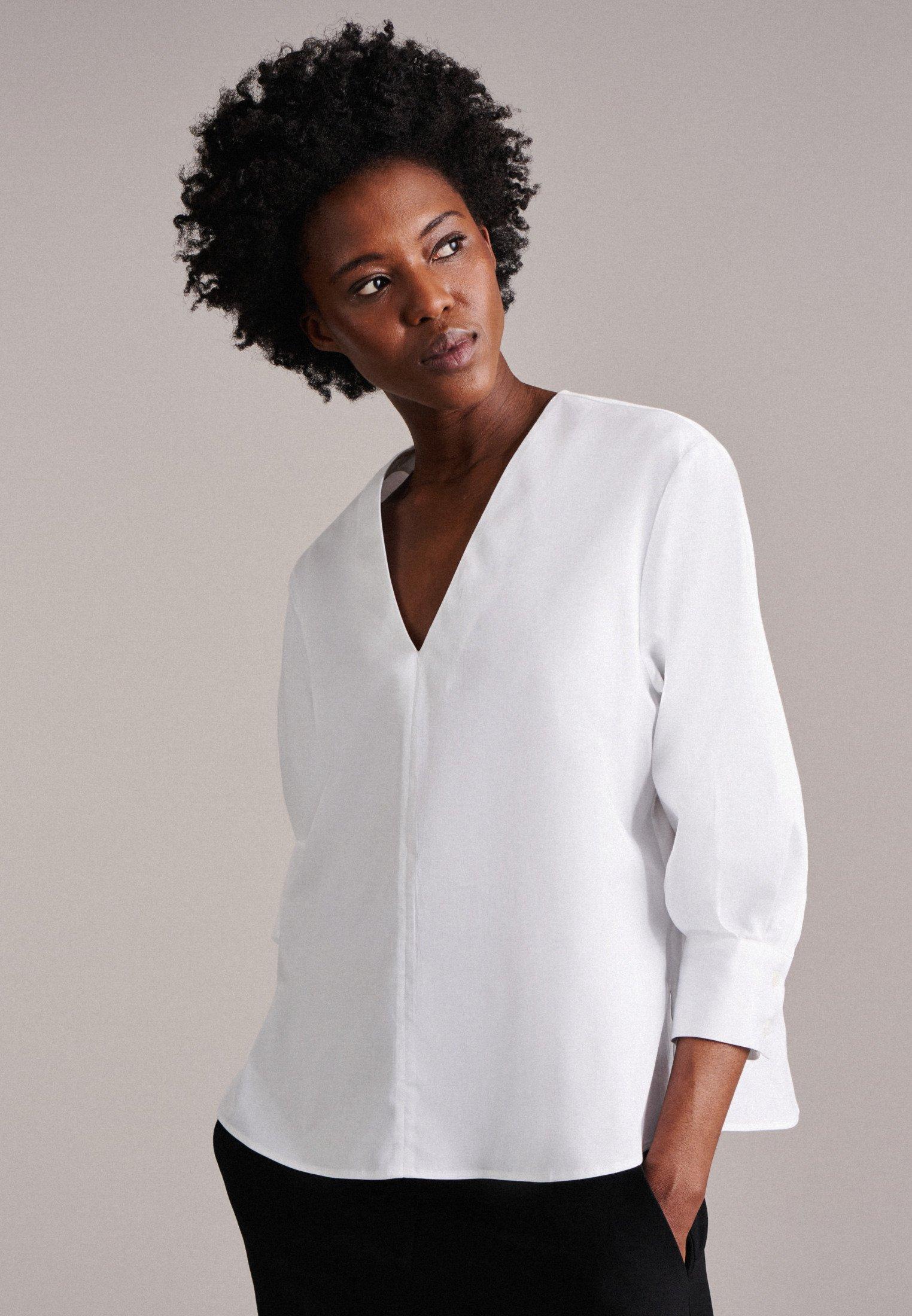 Image of Tunika Uni 7/8-arm V-neck Damen Weiss 44