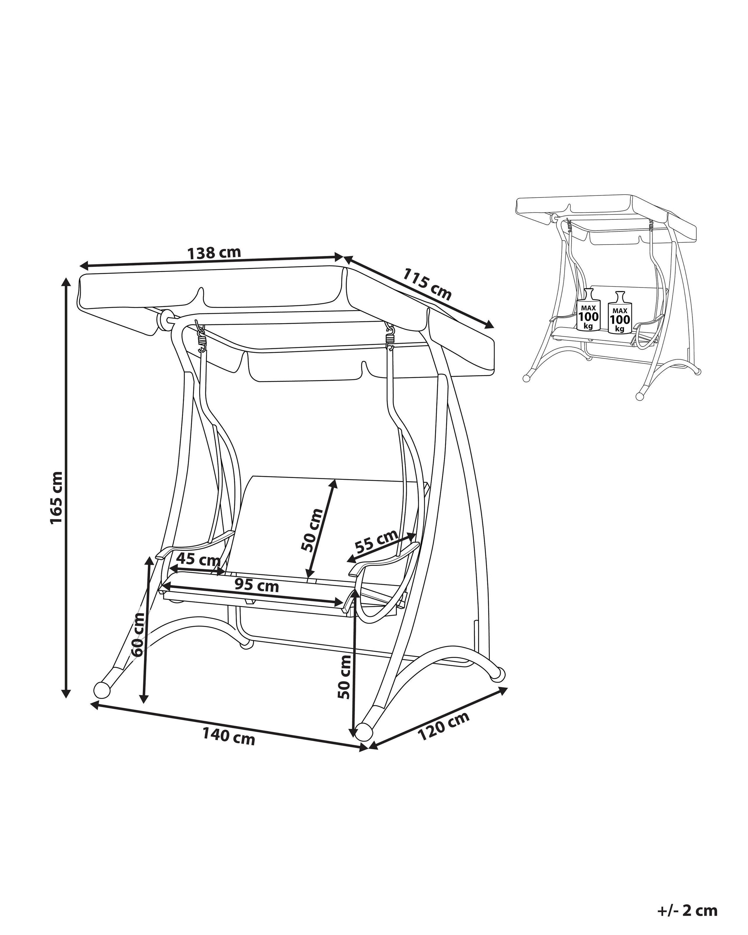 Beliani Balancelle de jardin en Polyester Traditionnel TESERO  