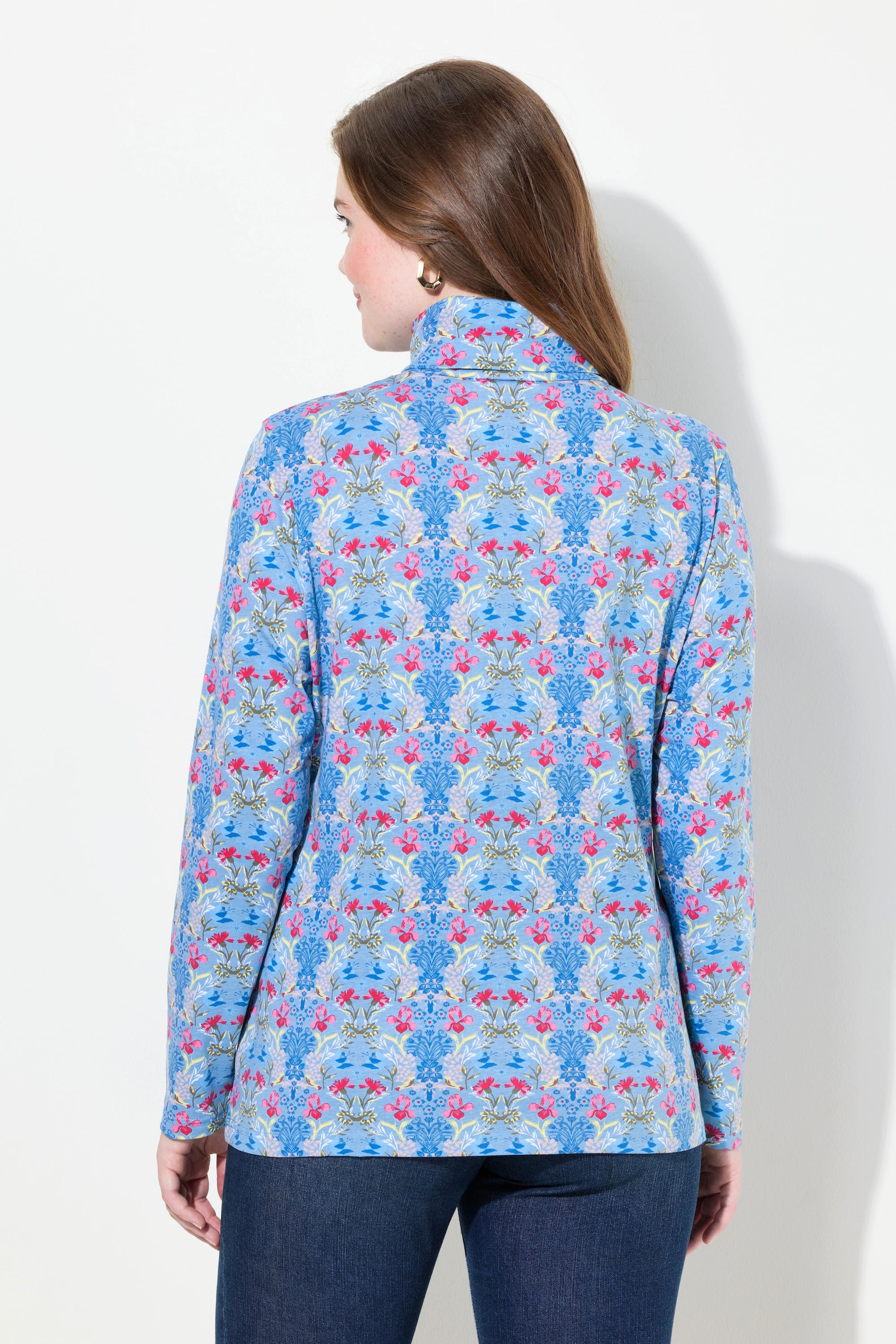 Ulla Popken Maglia collo da risvoltare stampa floreale maniche lunghe  