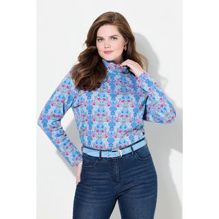 Ulla Popken Maglia collo da risvoltare stampa floreale maniche lunghe  