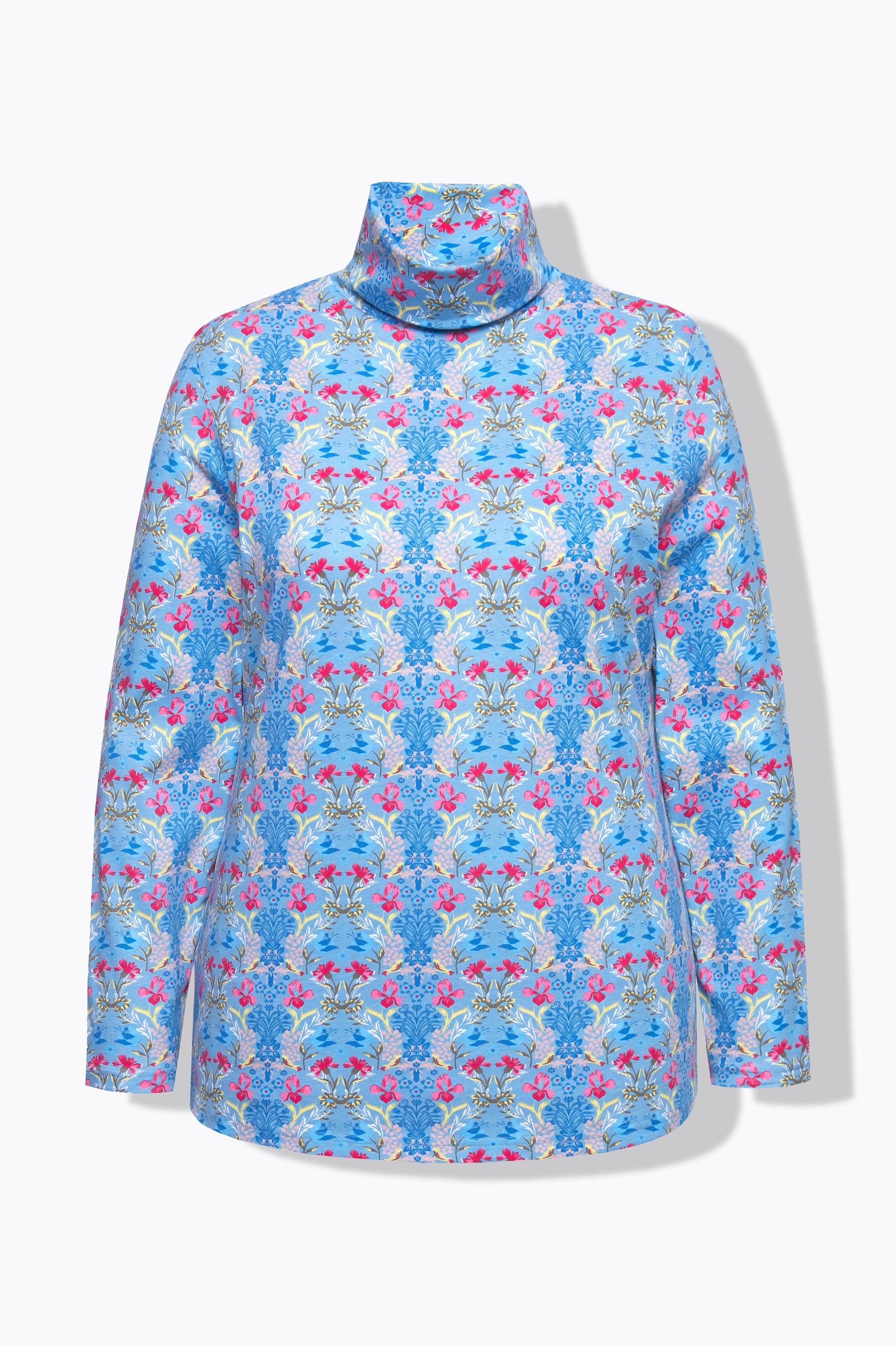 Ulla Popken Maglia collo da risvoltare stampa floreale maniche lunghe  