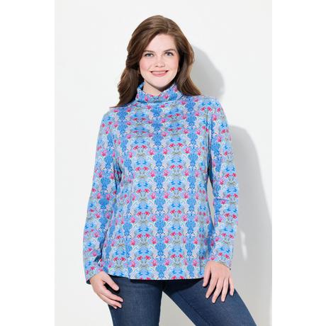 Ulla Popken Maglia collo da risvoltare stampa floreale maniche lunghe  
