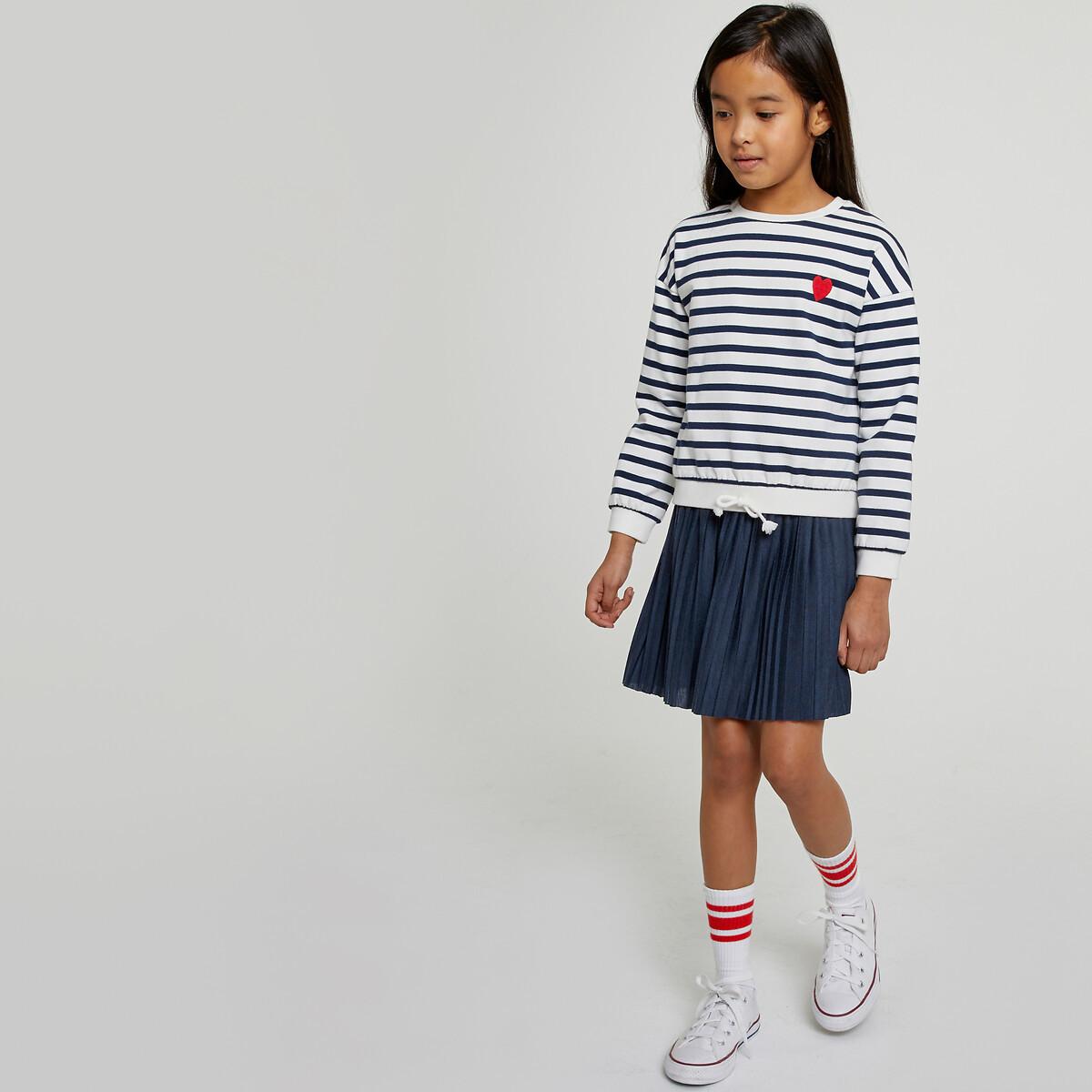 Image of Gestreiftes Sweatshirt Mit Rundem Ausschnitt Mädchen Blau 12A
