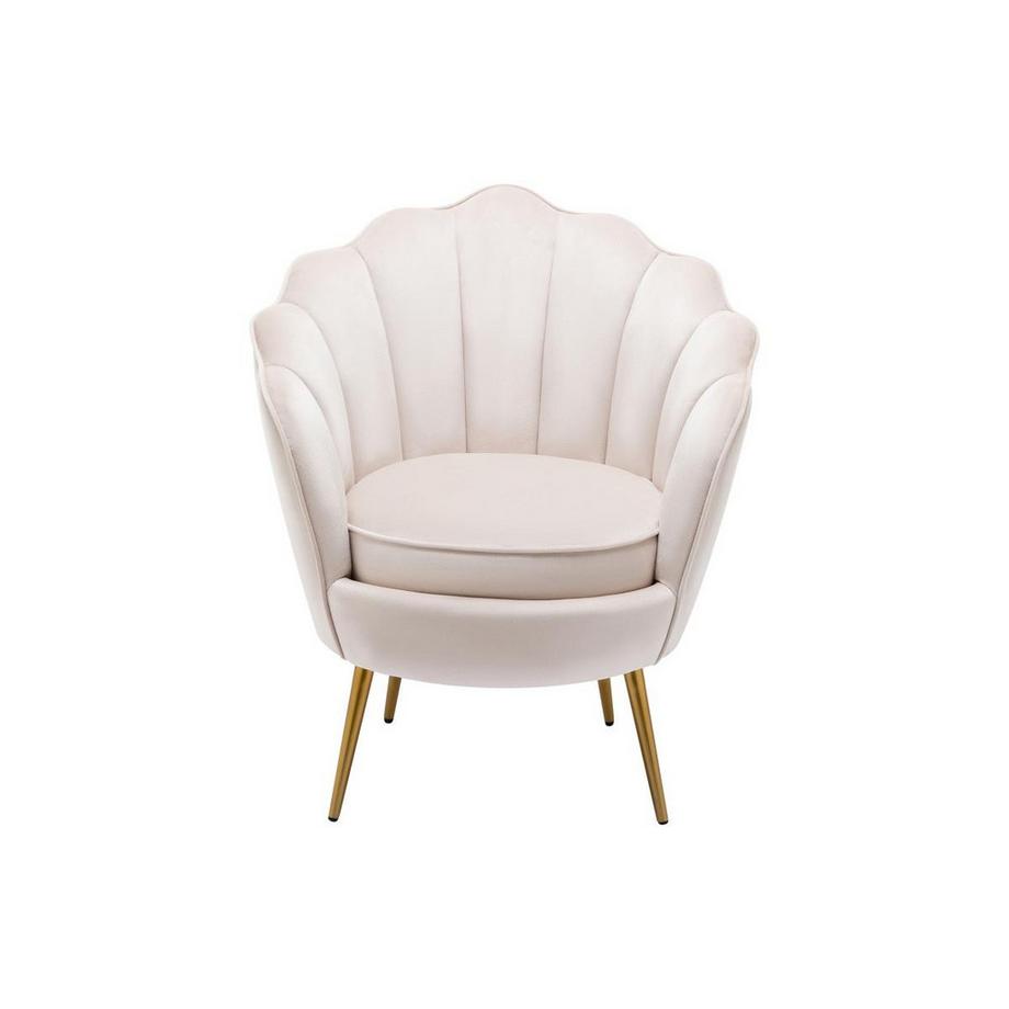 Vente-unique Fauteuil coquillage en velours beige LALEA  