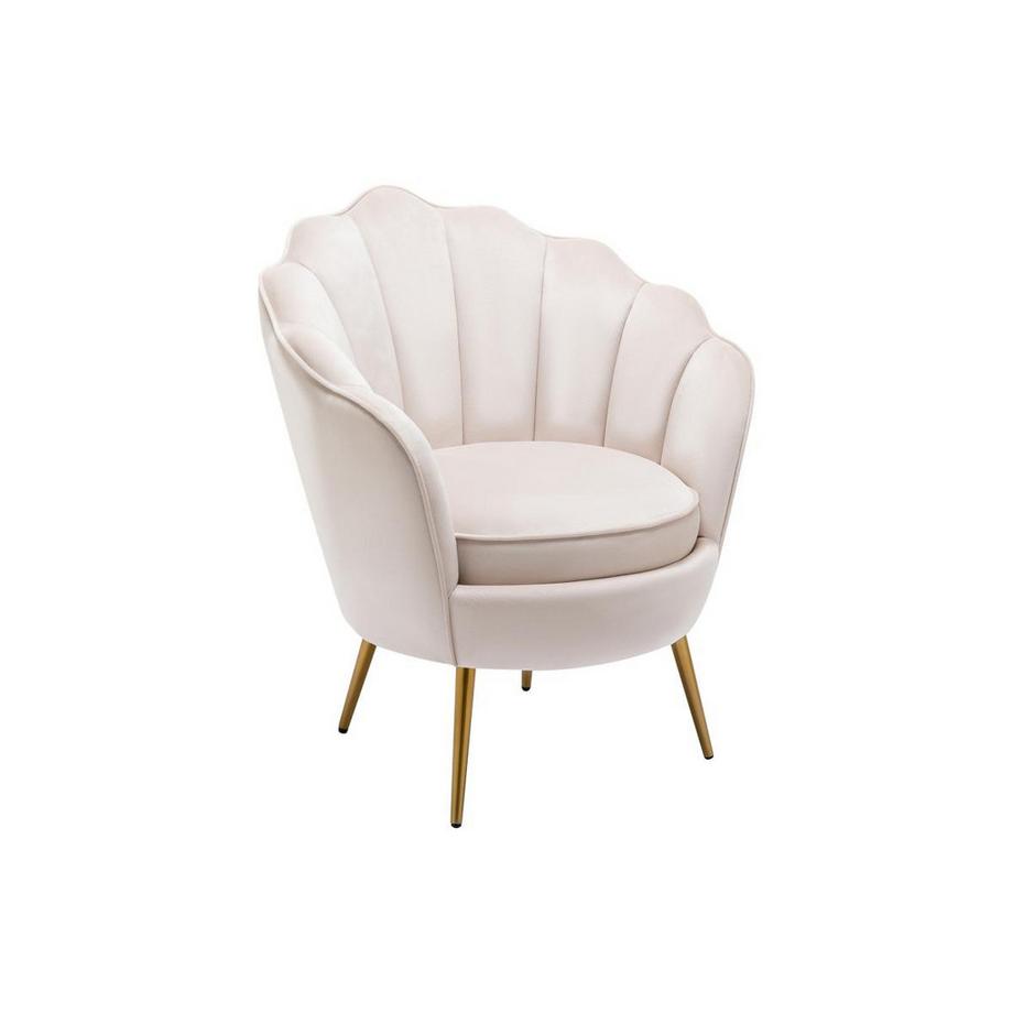 Vente-unique Fauteuil coquillage en velours beige LALEA  