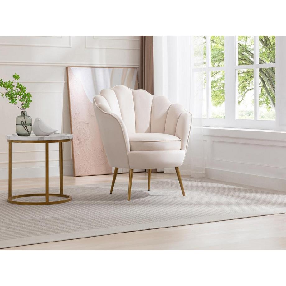 Vente-unique Fauteuil coquillage en velours beige LALEA  
