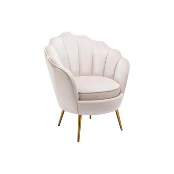 Fauteuil coquillage en velours beige LALEA