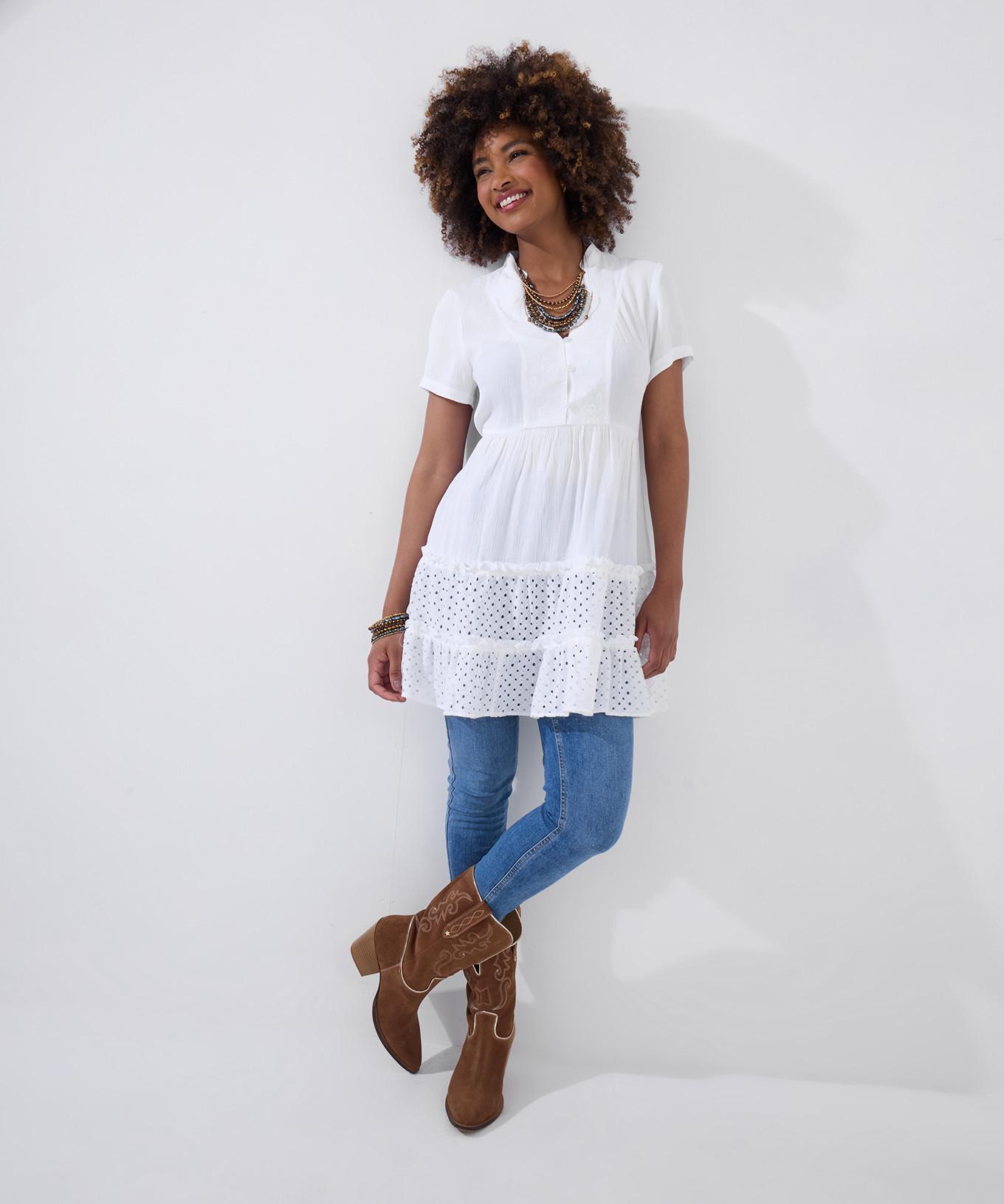 Joe Browns Baumwolltunika mit Latzstickerei  