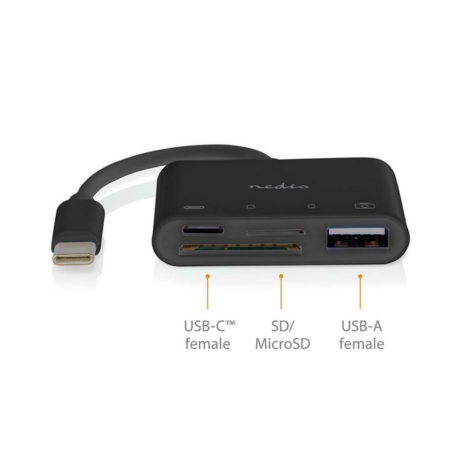 Nedis  USB-hubb | 1x USB-C™ | 1x USB A / 1x USB-C™ | 4-Port port(s) | USB 2.0 | USB ström | SD & MicroSD 