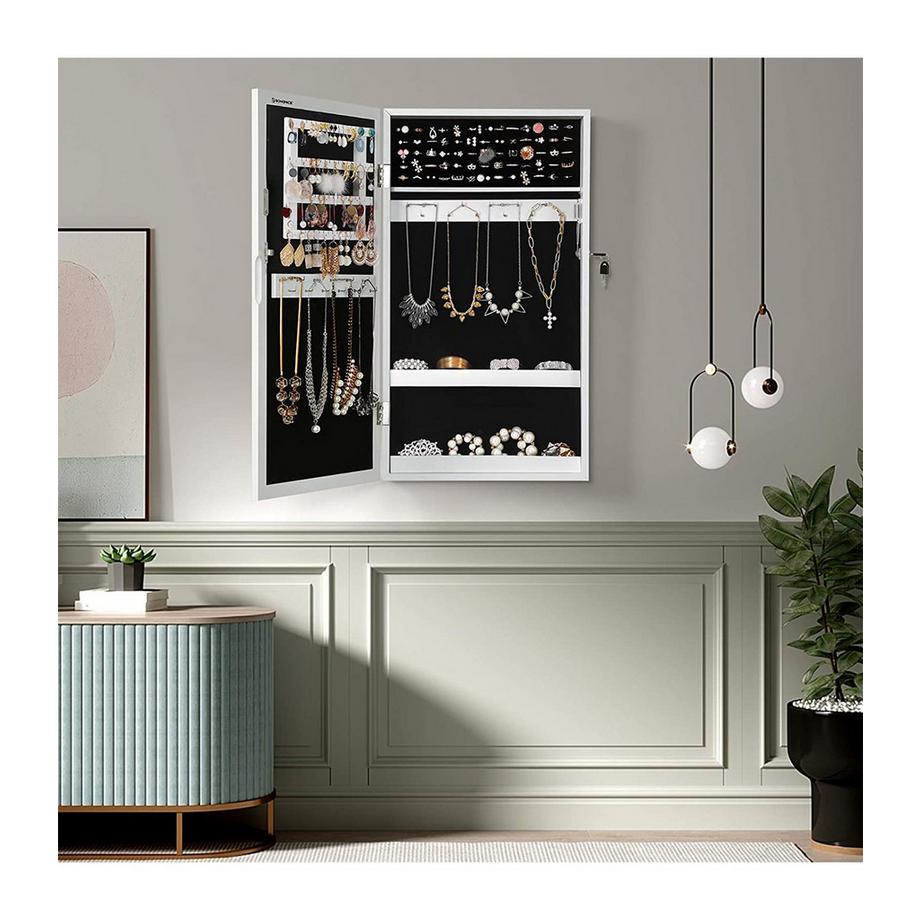 Calicosy  Eleganter Schmuckspiegelschrank zur Wandmontage mit Schloss 