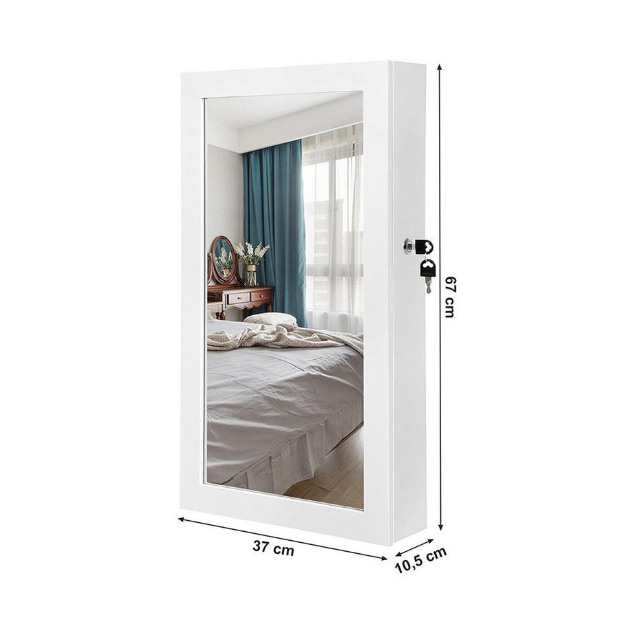 Calicosy  Eleganter Schmuckspiegelschrank zur Wandmontage mit Schloss 