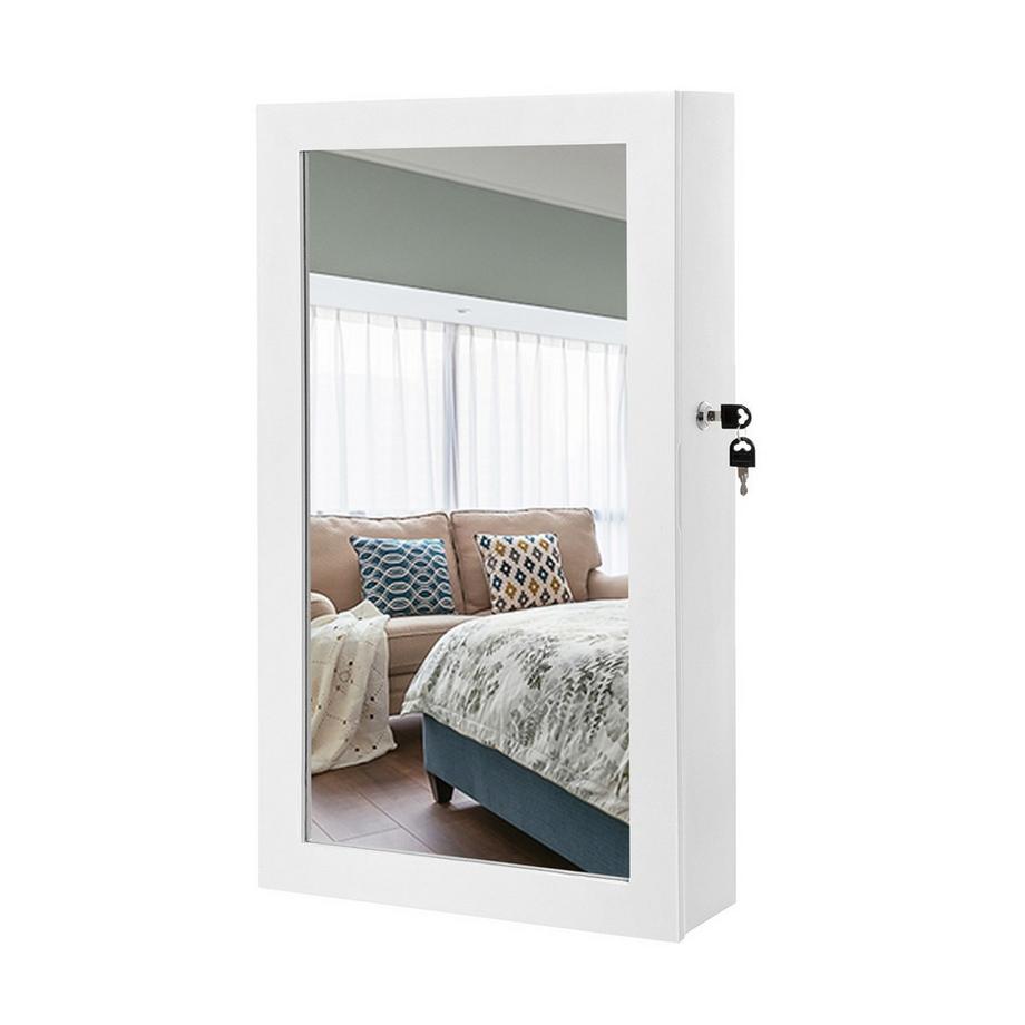 Calicosy  Eleganter Schmuckspiegelschrank zur Wandmontage mit Schloss 