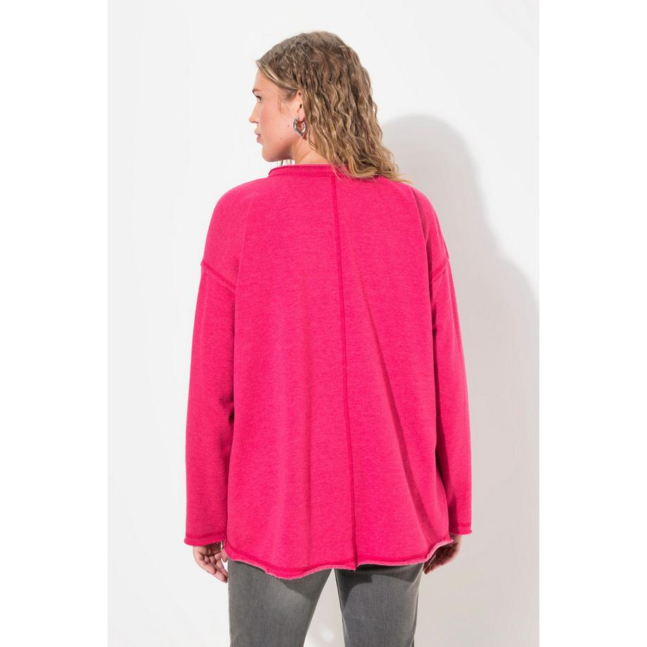Ulla Popken Felpa Oversize Maniche Lunghe Scollo a V Stelle Floccate  