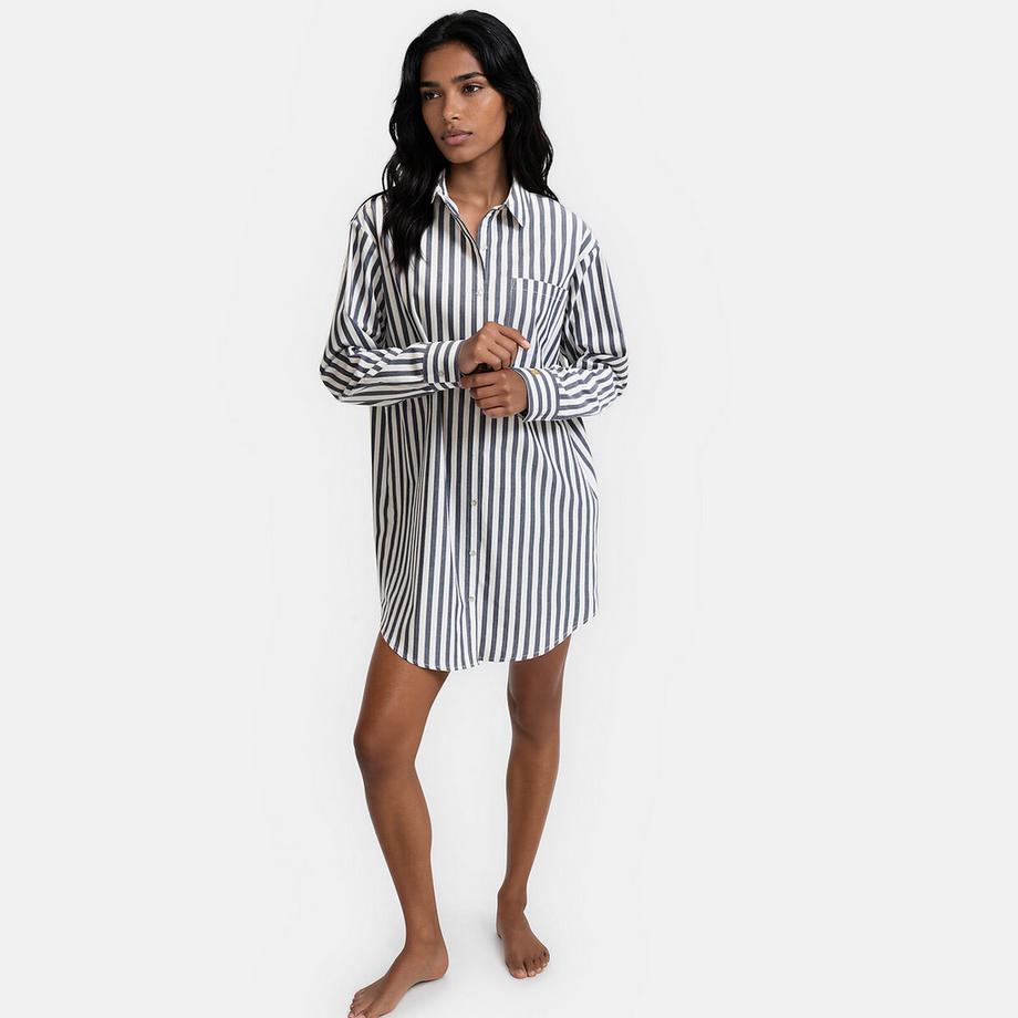 Chemise de nuit popeline rayée