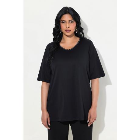 Ulla Popken  T-Shirt, A-Linie, V-Ausschnitt, Halbarm 