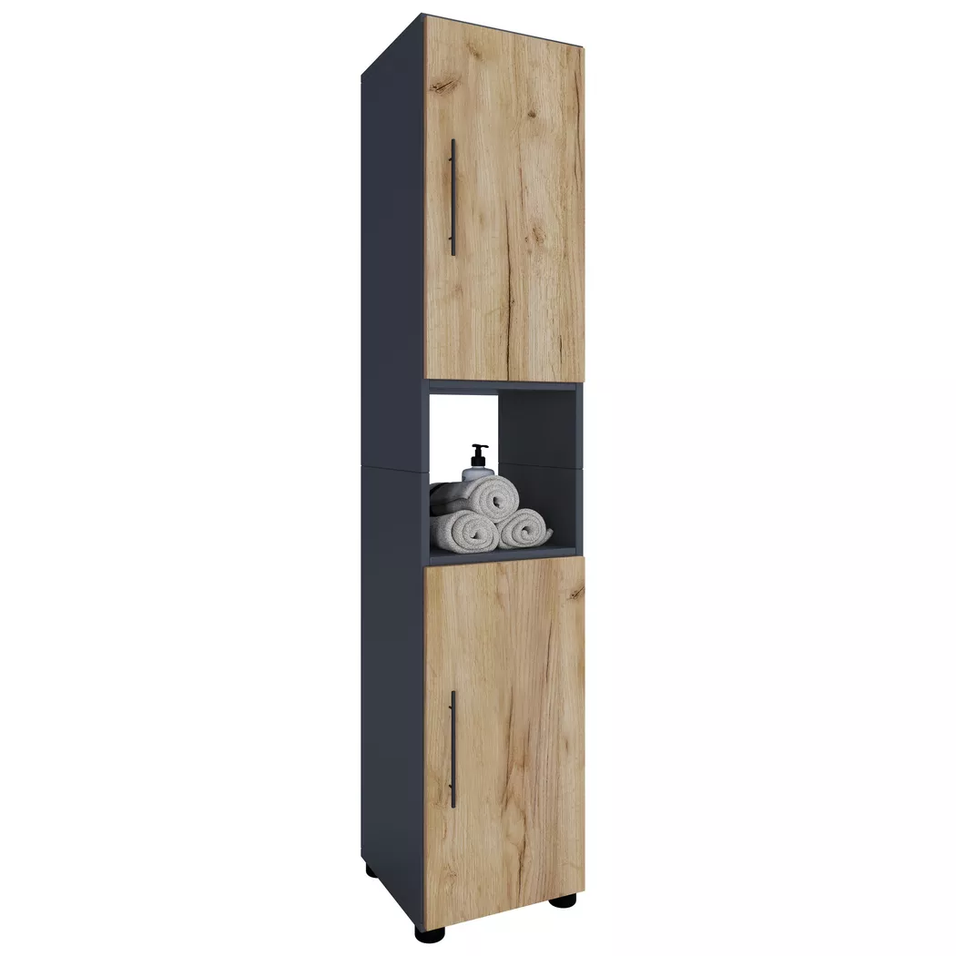 Ebuy24 - Mobilier de badge : grande agression Flandu h. 153 x l. 31 x p. 30 cm Anthrazit / Honig-Eiche