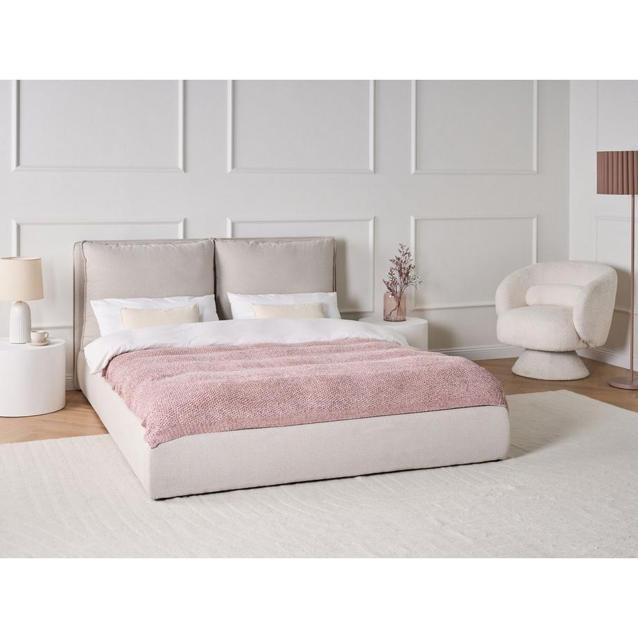 Beliani Lit avec sommier en Tissu Scandinave BAJONNA  