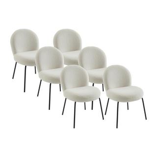 PASCAL MORABITO Lot de 6 chaises en tissu bouclette et métal noir - Crème - CURLYN de Pascal Morabito  