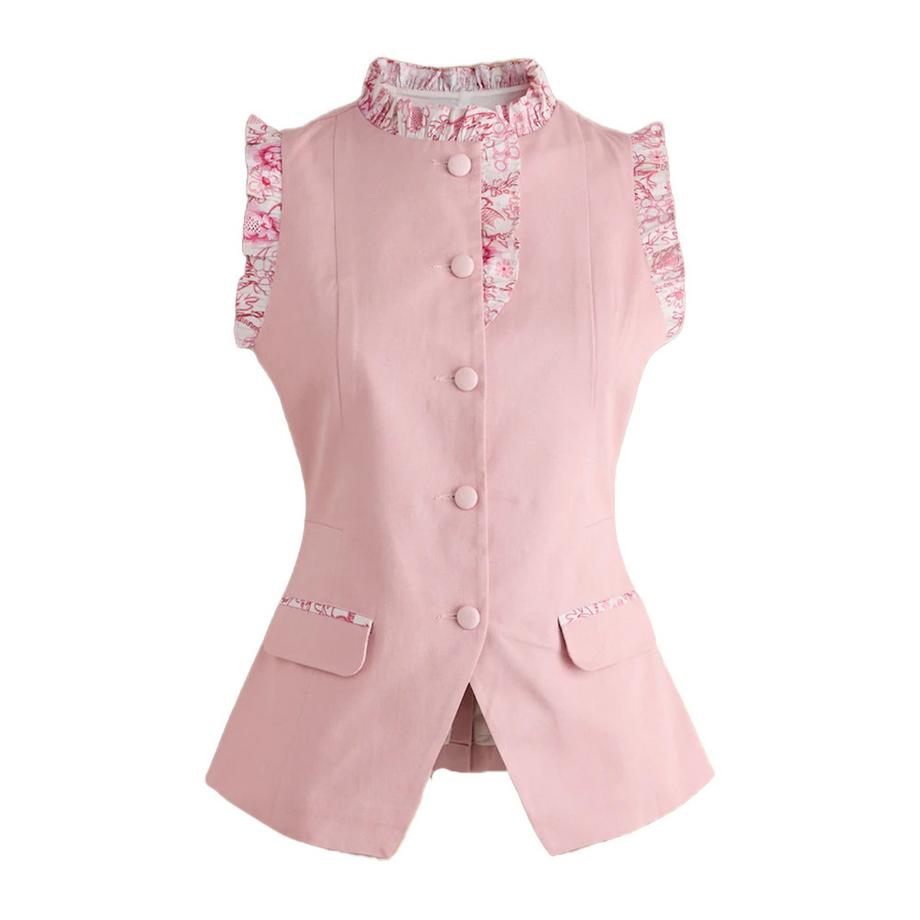 Gilet Contrasto Cotone Collo A Balze
