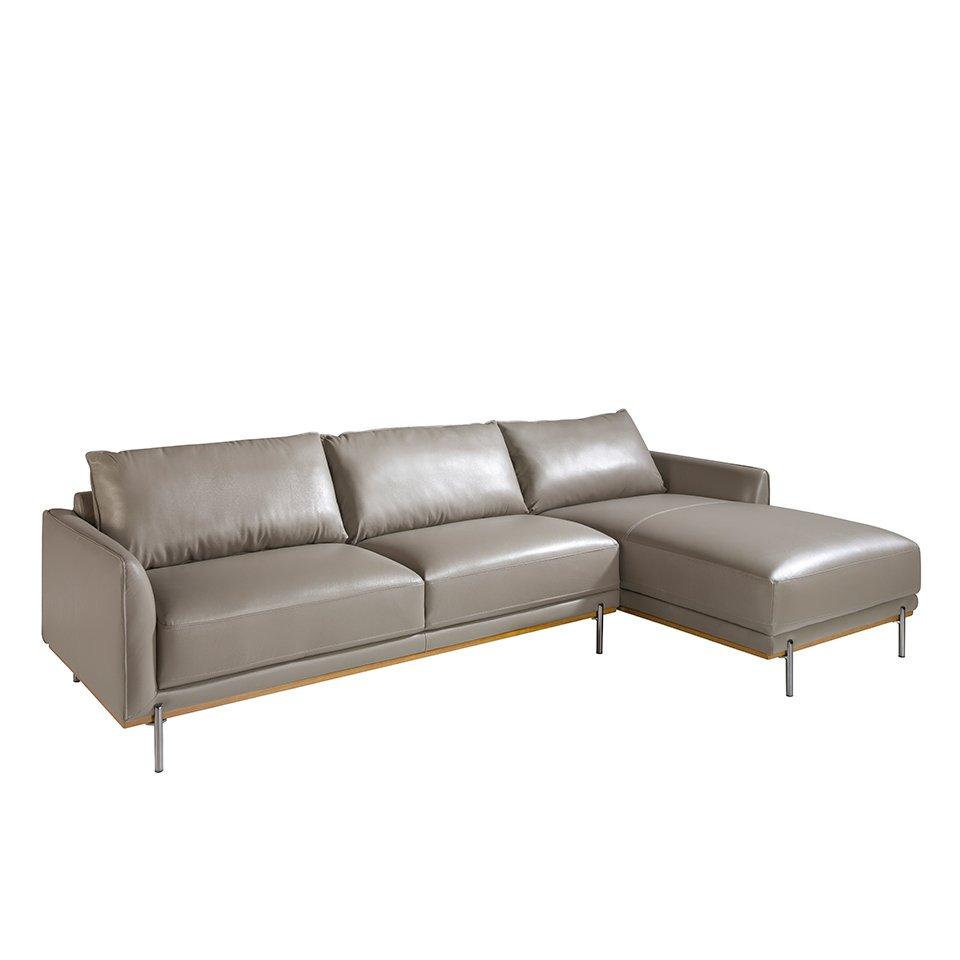 Image of Sofa chaise longue in Leder und Stahl Sofa chaise longue in Leder und Stahl