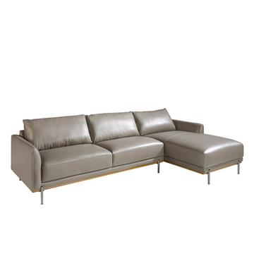 Sofa chaise longue in Leder und Stahl