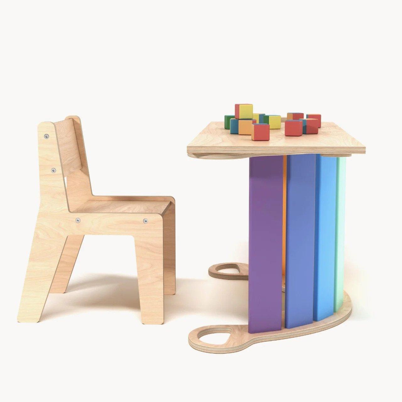 Montessori  Set-WippeRutscheStuhl - Hell Montessori® by Busy Kids 