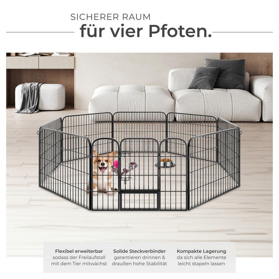 Tectake  Welpenauslauf Lisa 8-teilig, faltbar Türe mit Doppelverriegelung 