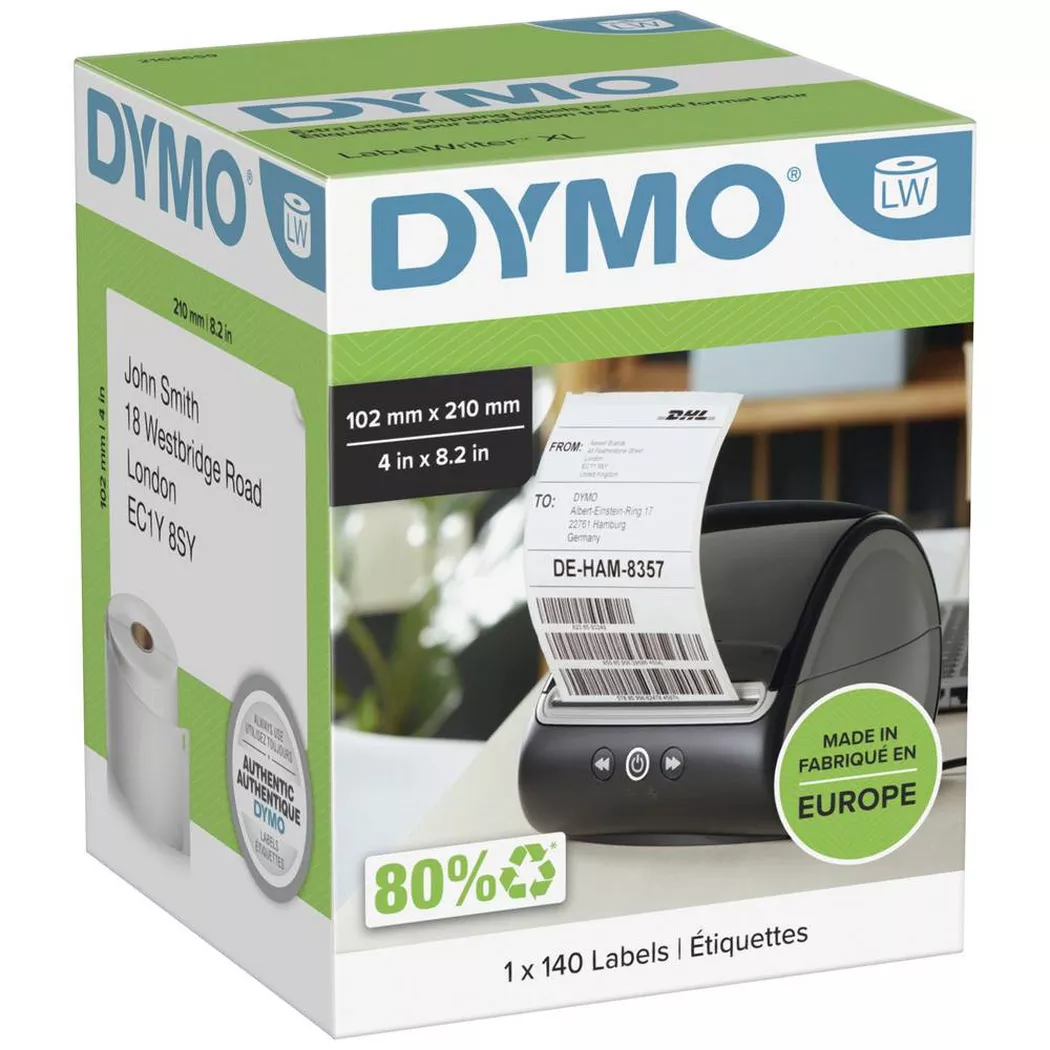 Dymo – LW-DHL Versandetiketten extra gross für LW4XL/LW5XL, 1 Rolle à 140 Etiketten, Weiss, One Size