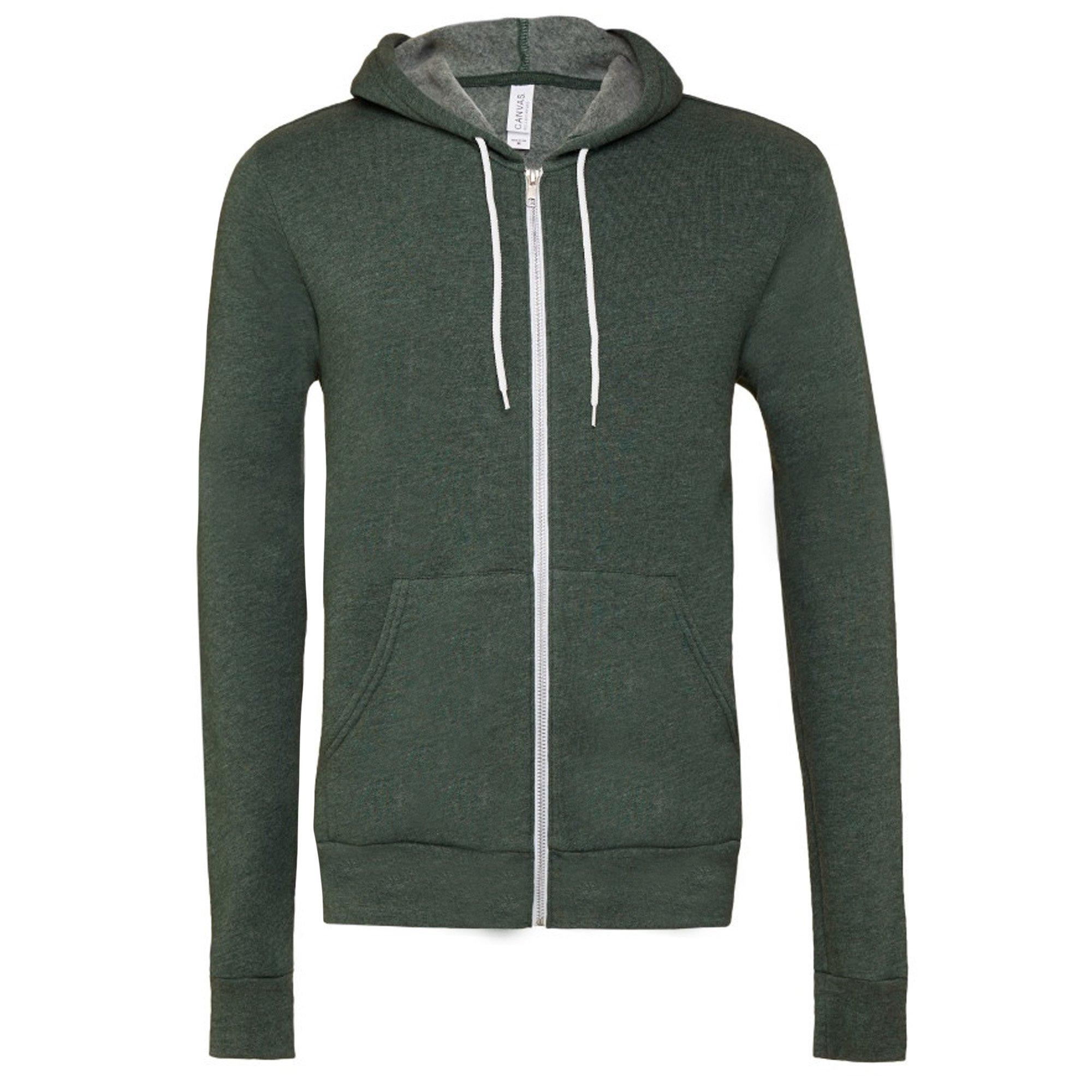 Image of Canvas Fleece Kapuzenjacke Damen Waldgrün S