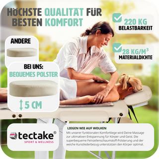 Tectake 3 Zonen Massageliege mit 5cm Polsterung, Rollen und Aluminiumgestell  