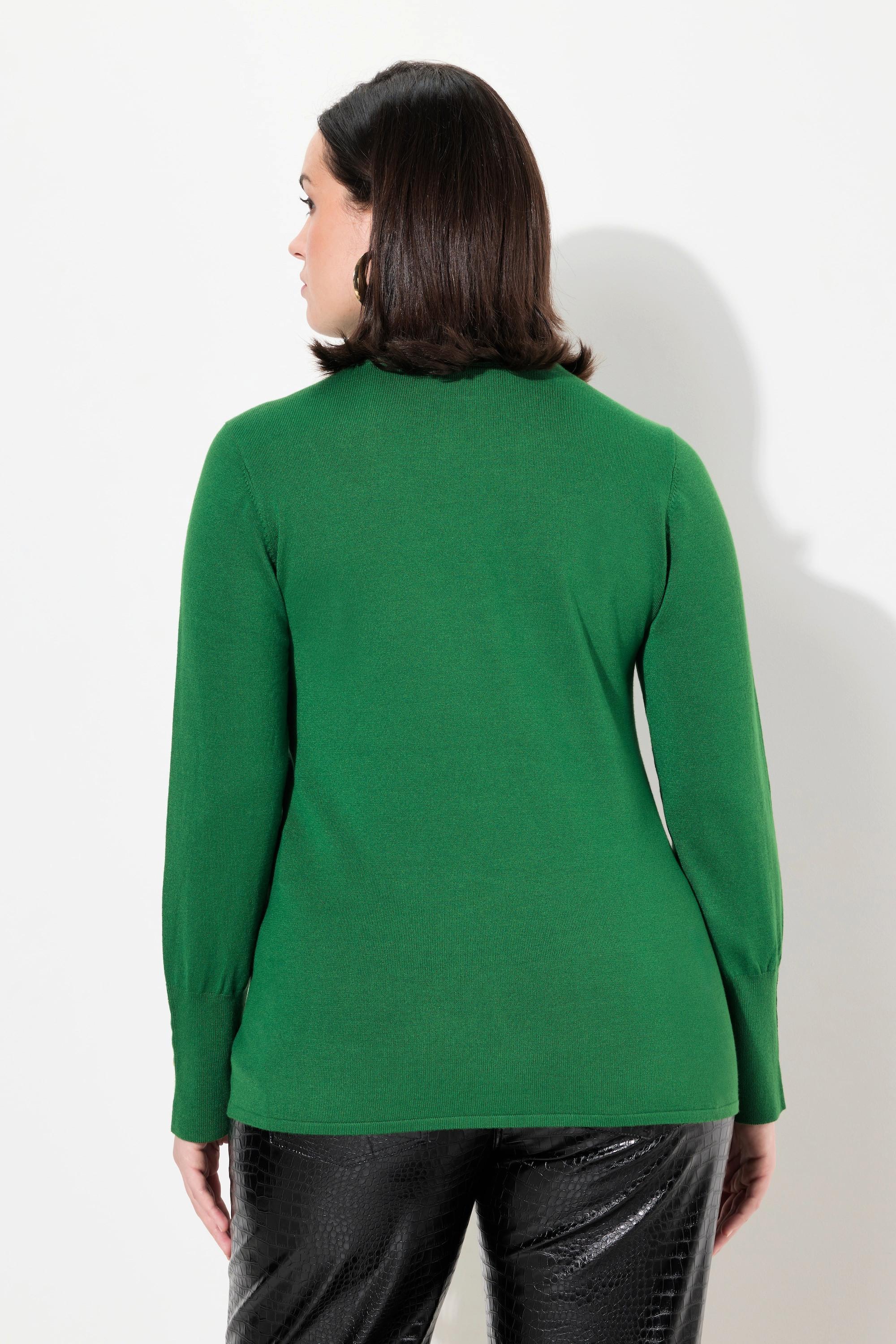 Ulla Popken Maglione Dolcevita Maniche Lunghe con Bottoni Decorativi  