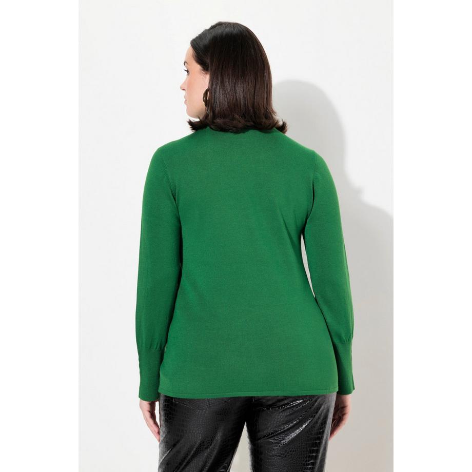 Ulla Popken Pull Col Roulé Manches Longues Boutons Fantaisie  