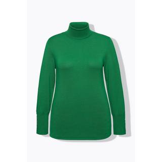 Ulla Popken Maglione Dolcevita Maniche Lunghe con Bottoni Decorativi  