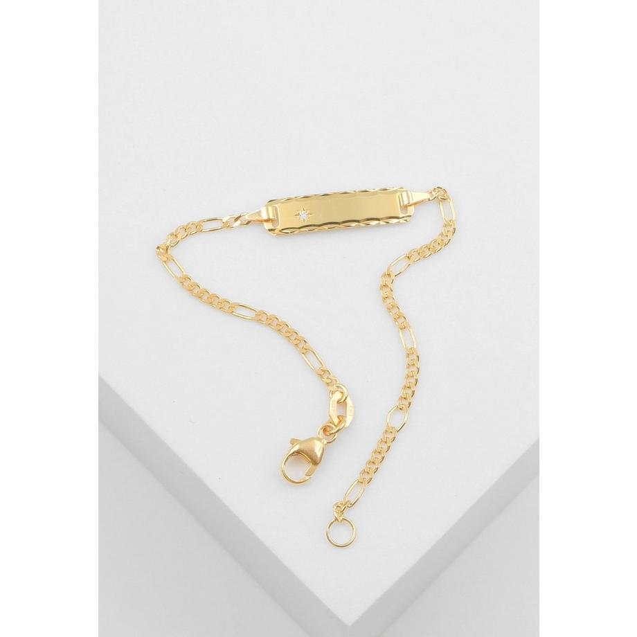 MUAU Schmuck  ID-Bracelet Figaro Gelbgold 750 Diamant 0.0075ct. 1.8mm, 14cm 