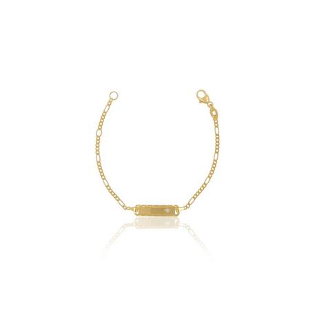 MUAU Schmuck  ID-Bracelet Figaro Gelbgold 750 Diamant 0.0075ct. 1.8mm, 14cm 