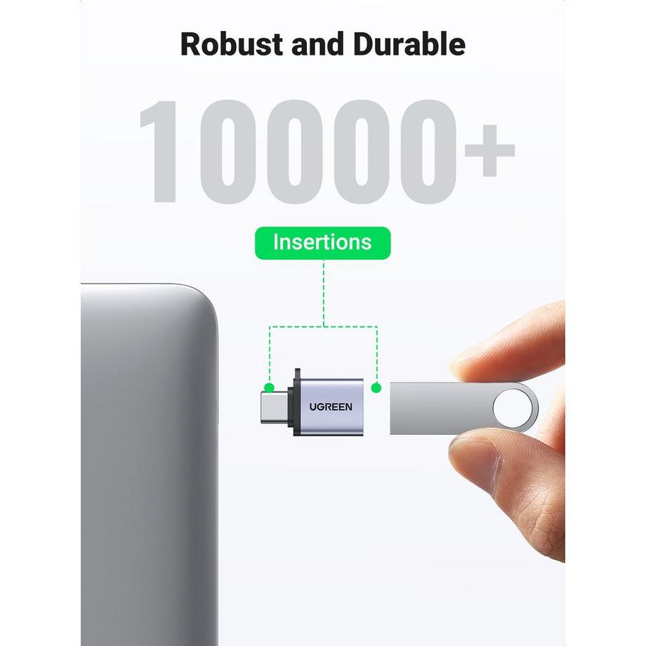 UGREEN  UGREEN USB-C-auf-USB-A-3.0-Adapter mit Riemen – Grau 