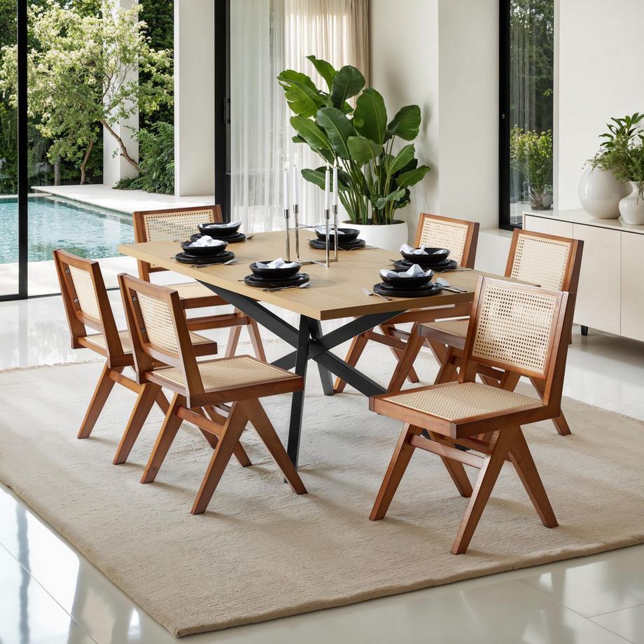Tectake Chaise en bois LISSY style bohème une pièce  