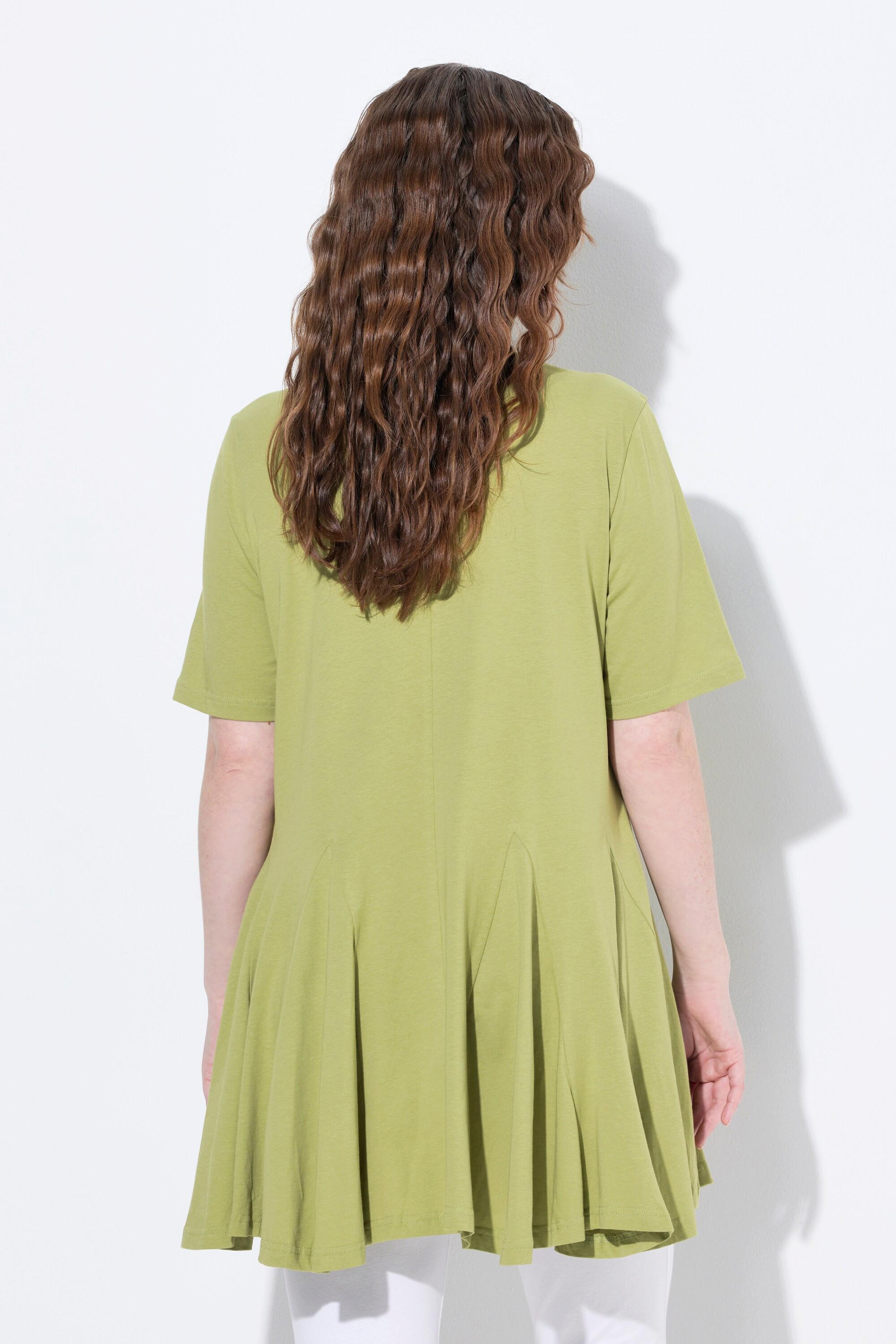 Ulla Popken T-Shirt Taglio Svasato Scollo a Tunica Mezze Maniche  