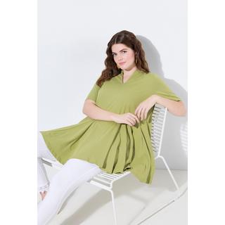 Ulla Popken T-Shirt Taglio Svasato Scollo a Tunica Mezze Maniche  