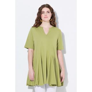 Ulla Popken T-Shirt Taglio Svasato Scollo a Tunica Mezze Maniche  